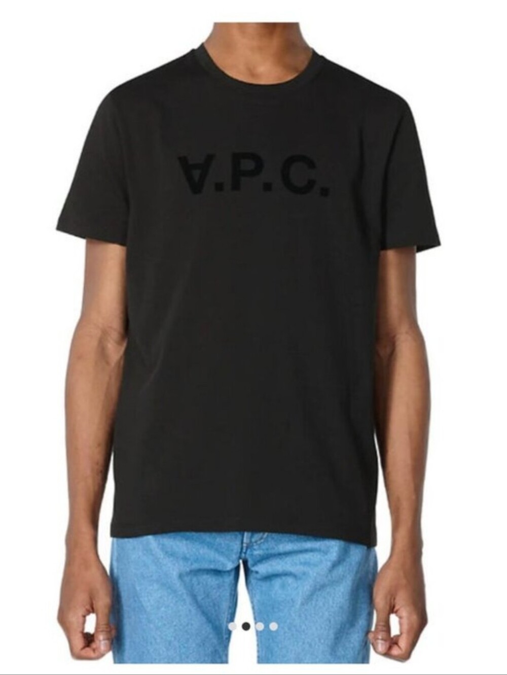 A.P.C. Black Velvet Logo Short Sleeve Tee